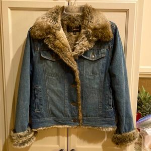 Vintage Jean Jacket with Faux Fur Lining